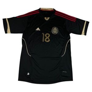 2011 Andres Guardado Adidas Mexico Soccer Jersey L #18 Black Gold Futbol Shirt